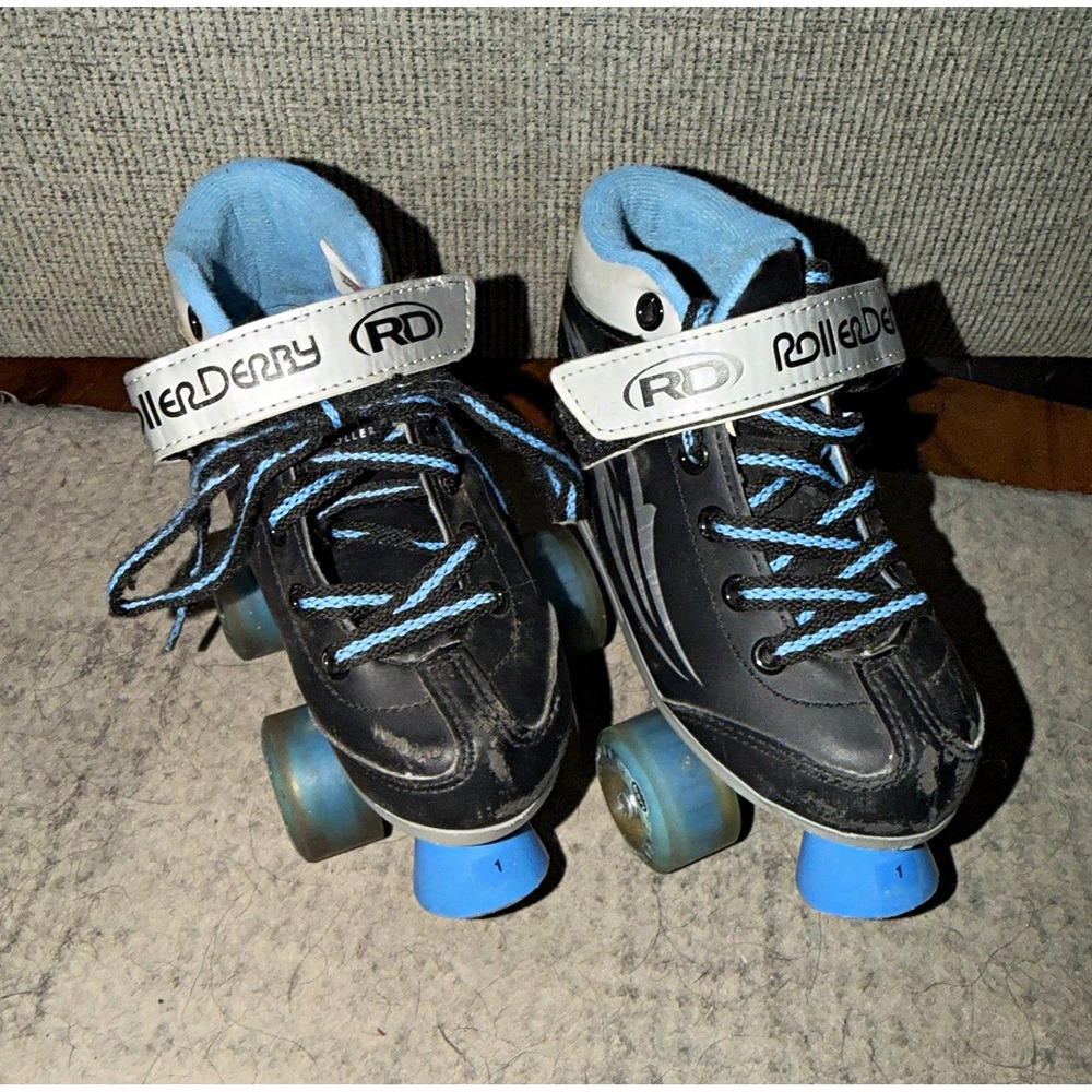 Roller Derby Youth Quad Roller Skates Size 1 Black/Blue Model 5015-6951